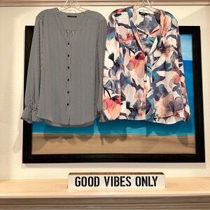Chic DKNY Floral and Tahari Striped Blouse Set